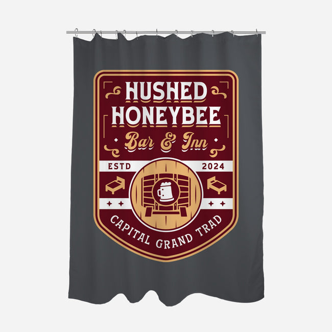 Hushed Honeybee Inn Emblem-None-Polyester-Shower Curtain-LAGELANTEE