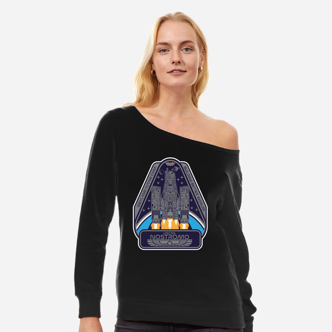 USCSS Nostromo-Womens-Off Shoulder-Sweatshirt-SuperEdu