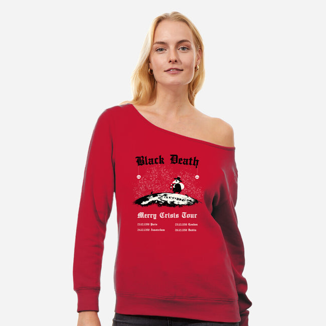 Black Death Merry Crisis Tour-Womens-Off Shoulder-Sweatshirt-Mattania