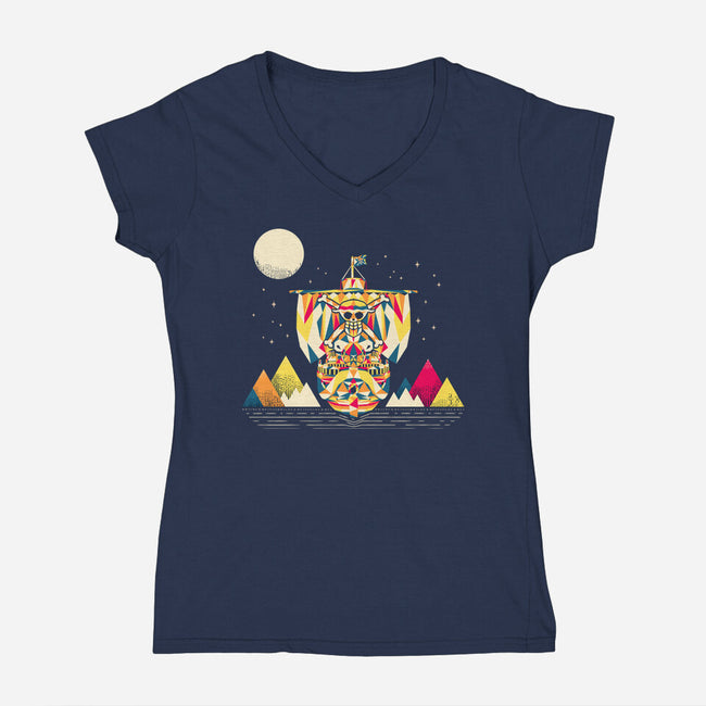 Merry Sailing-Womens-V-Neck-Tee-rocketman_art