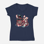 Cat Of Mystery-Womens-V-Neck-Tee-glitchygorilla