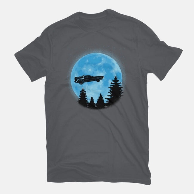 DeLorean And Moon-Womens-Basic-Tee-Astrobot Invention