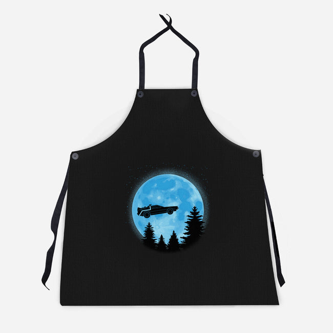 DeLorean And Moon-Unisex-Kitchen-Apron-Astrobot Invention