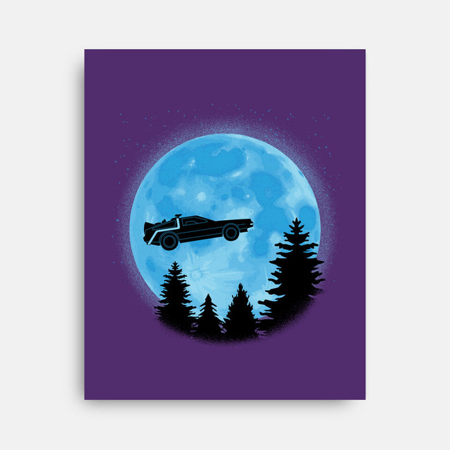 DeLorean And Moon-None-Stretched-Canvas-Astrobot Invention