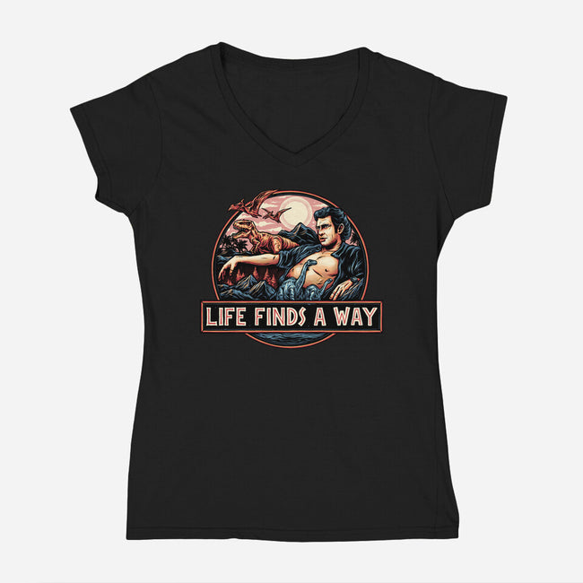 It Will Find A Way-Womens-V-Neck-Tee-glitchygorilla