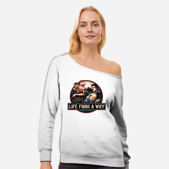 It Will Find A Way-Womens-Off Shoulder-Sweatshirt-glitchygorilla