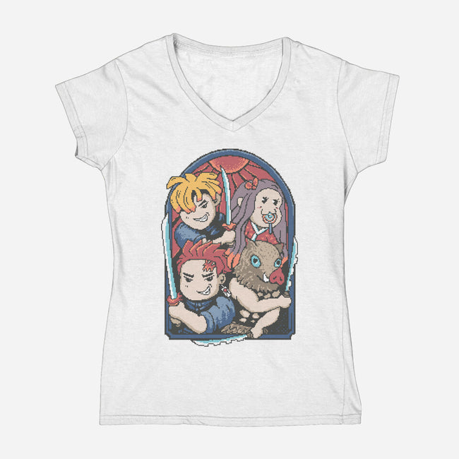 Demon Players-Womens-V-Neck-Tee-marsdkart