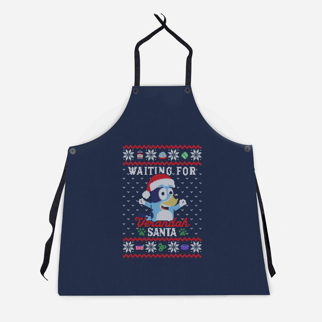 Waiting For Verandah Santa-Unisex-Kitchen-Apron-zachterrelldraws