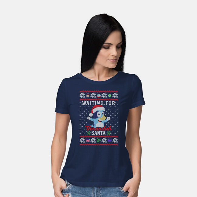 Waiting For Verandah Santa-Womens-Basic-Tee-zachterrelldraws