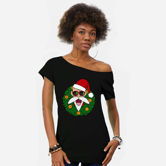 Master Santa-Womens-Off Shoulder-Tee-Alexhefe