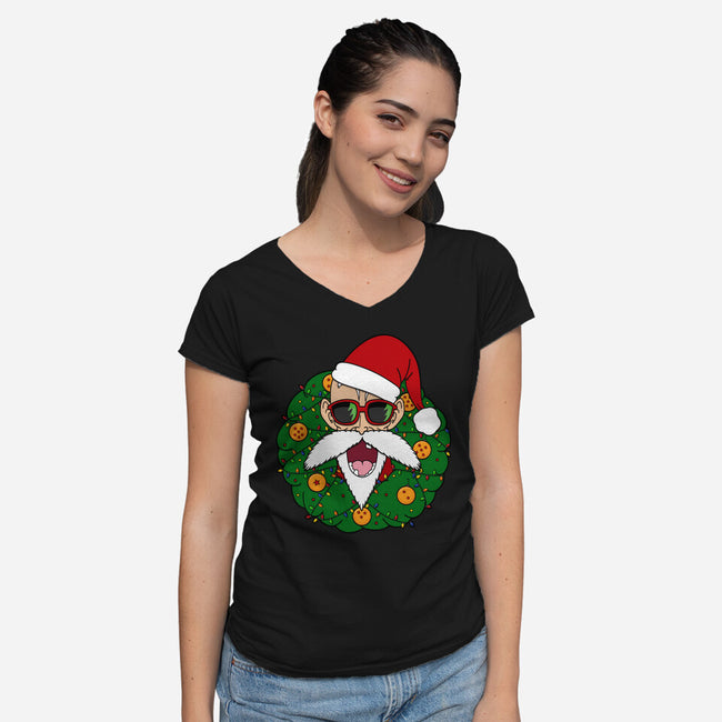 Master Santa-Womens-V-Neck-Tee-Alexhefe