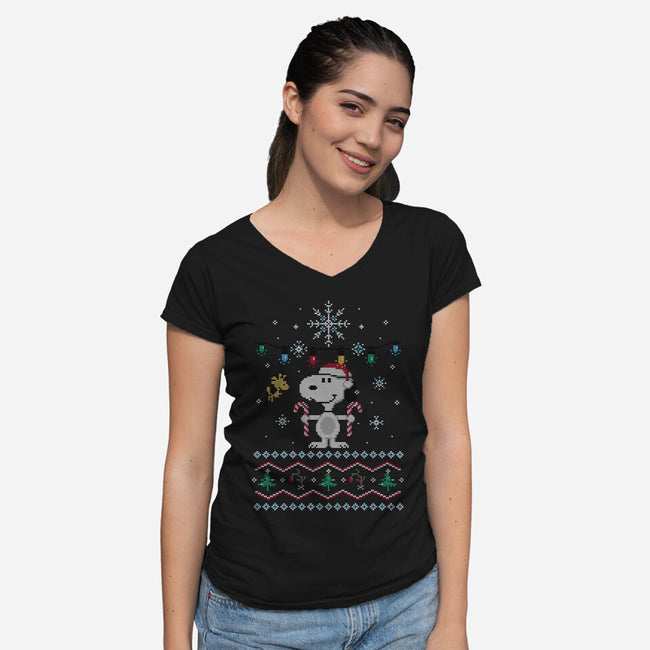 Snowy Christmas Friends-Womens-V-Neck-Tee-katiestack.art