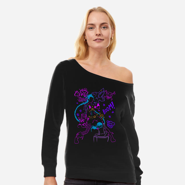 Explosive Mayhem-Womens-Off Shoulder-Sweatshirt-sachpica