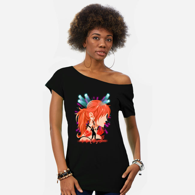 Envy Adams-Womens-Off Shoulder-Tee-Afire