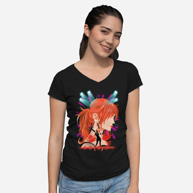 Envy Adams-Womens-V-Neck-Tee-Afire