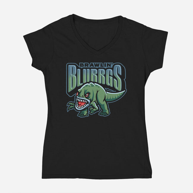 Brawlin Blurrgs-Womens-V-Neck-Tee-Wheels