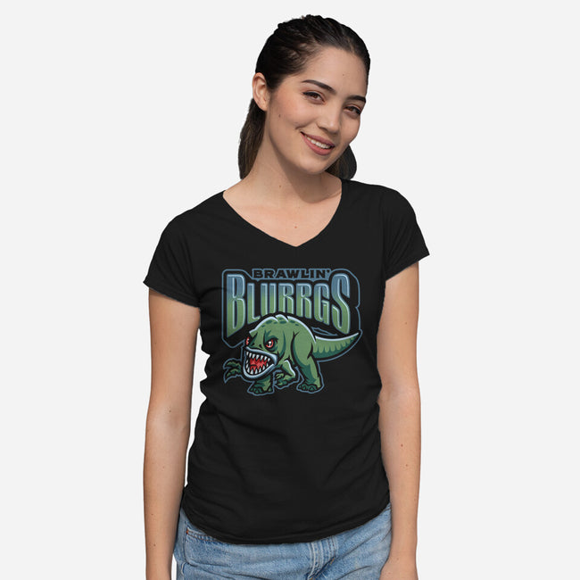 Brawlin Blurrgs-Womens-V-Neck-Tee-Wheels