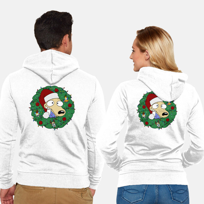 Rockoing Around The Christmas Tree-Unisex-Zip-Up-Sweatshirt-Alexhefe