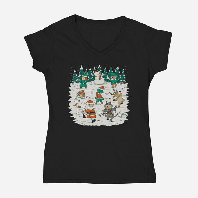 Christmas Dance-Womens-V-Neck-Tee-pigboom