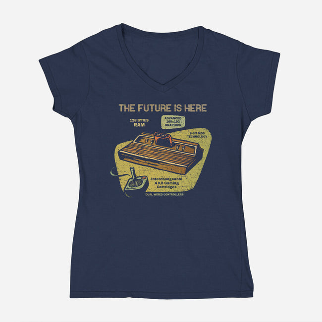 The Future Is Here-Womens-V-Neck-Tee-kg07