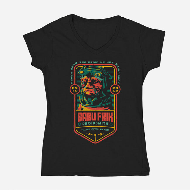 Babu Frik Droidsmith-Womens-V-Neck-Tee-Arinesart