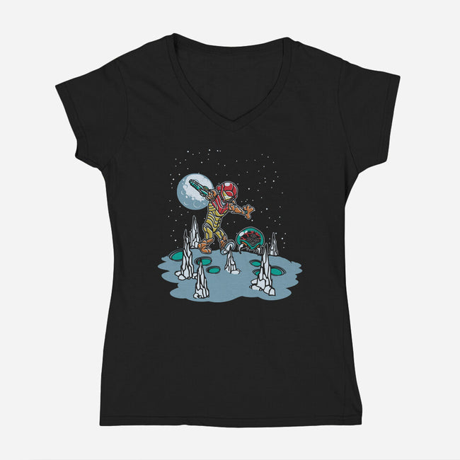 Samus And Metroid-Womens-V-Neck-Tee-Arinesart