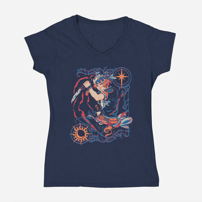 Classic Heroes-Womens-V-Neck-Tee-1Wing