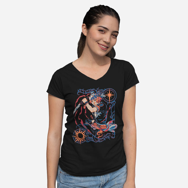 Classic Heroes-Womens-V-Neck-Tee-1Wing