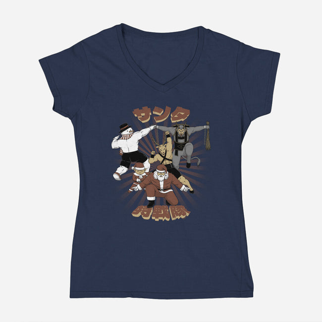 Santa Force-Womens-V-Neck-Tee-pigboom