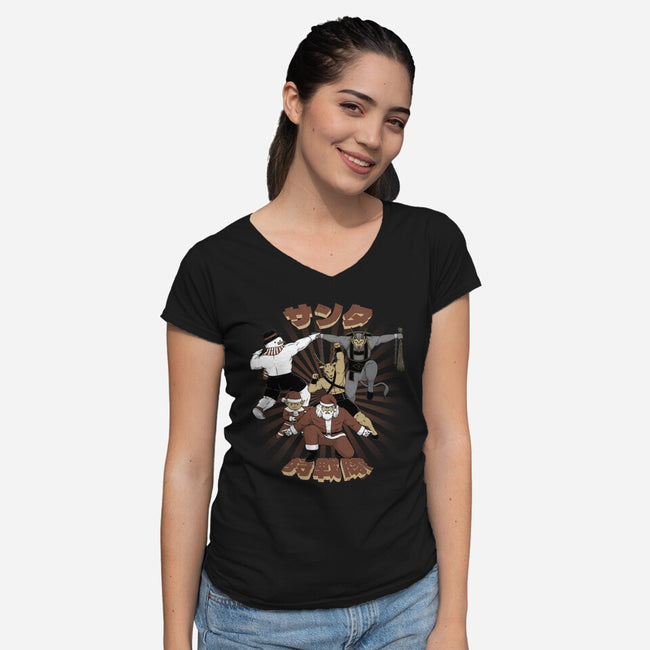 Santa Force-Womens-V-Neck-Tee-pigboom