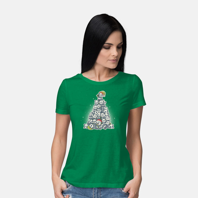 Panda Christmas-Womens-Basic-Tee-Freecheese