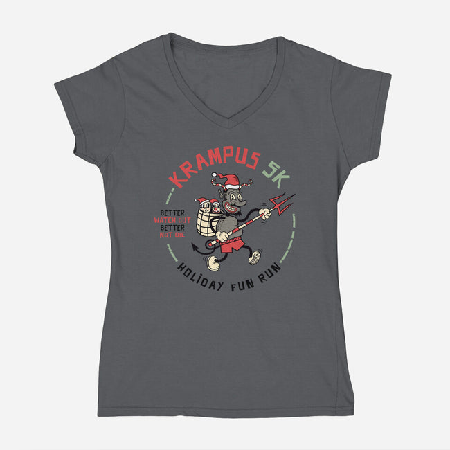 Krampus 5K Fun Run-Womens-V-Neck-Tee-hbdesign