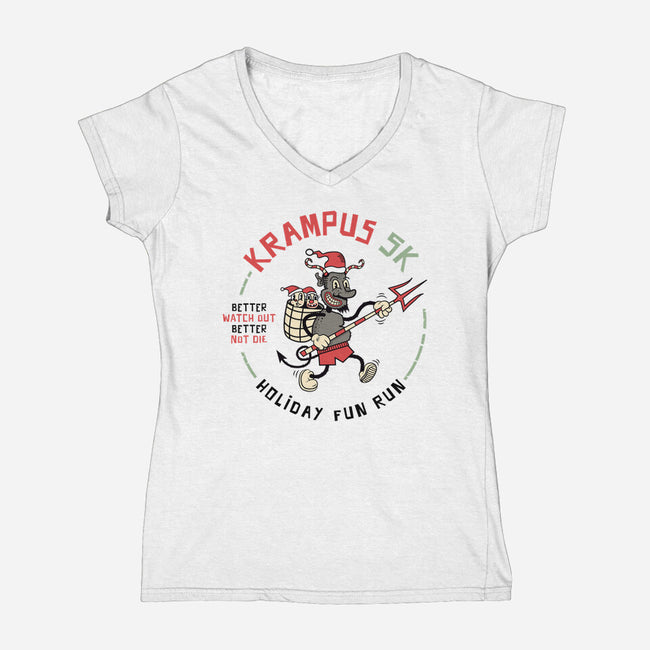 Krampus 5K Fun Run-Womens-V-Neck-Tee-hbdesign