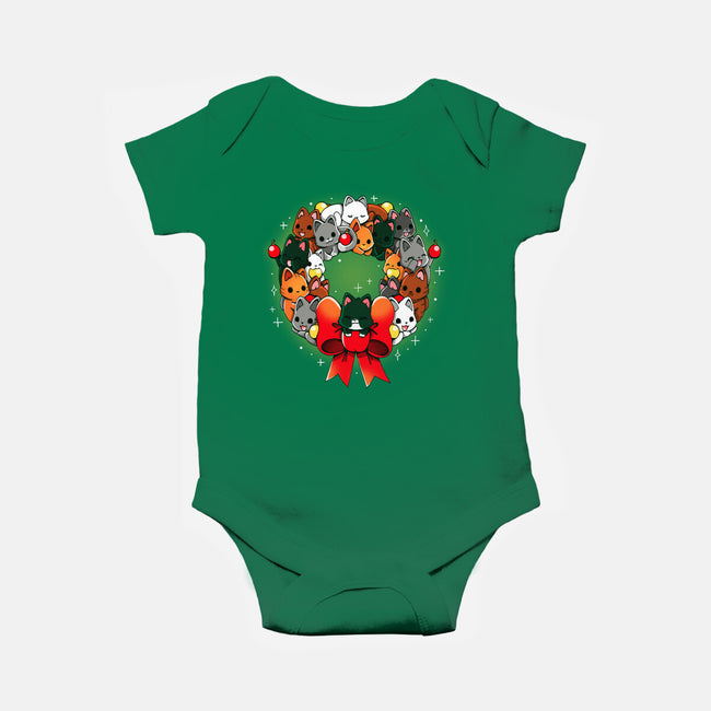 Kittens Christmas Wreath-Baby-Basic-Onesie-Vallina84