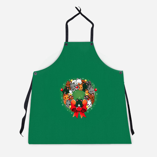 Kittens Christmas Wreath-Unisex-Kitchen-Apron-Vallina84