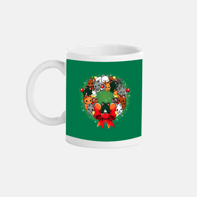 Kittens Christmas Wreath-None-Mug-Drinkware-Vallina84