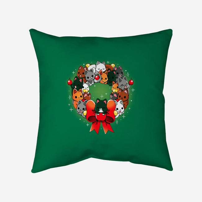 Kittens Christmas Wreath-None-Removable Cover w Insert-Throw Pillow-Vallina84