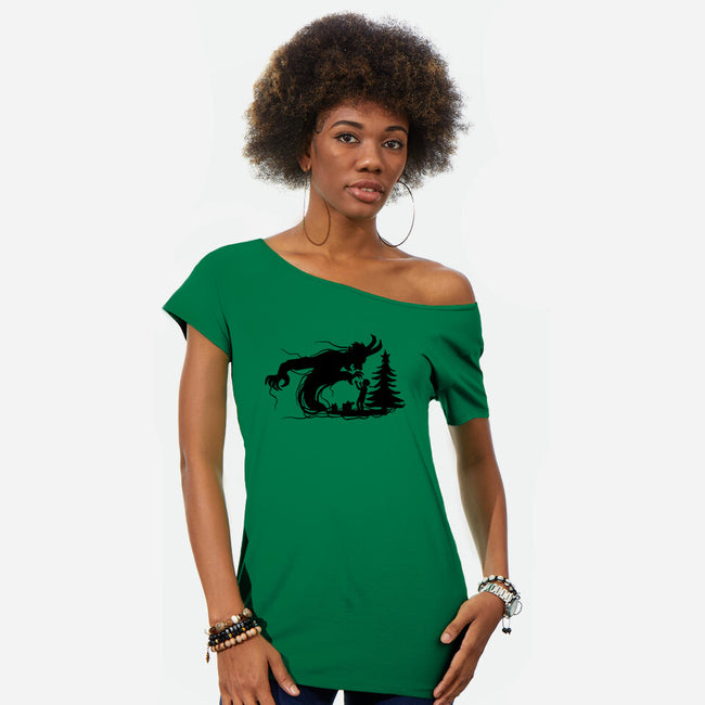 Merry Krampus Night-Womens-Off Shoulder-Tee-dalethesk8er