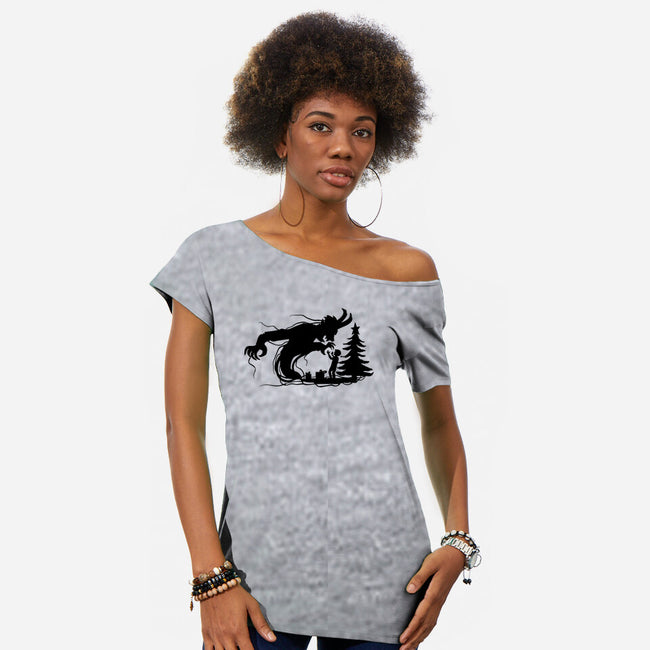 Merry Krampus Night-Womens-Off Shoulder-Tee-dalethesk8er