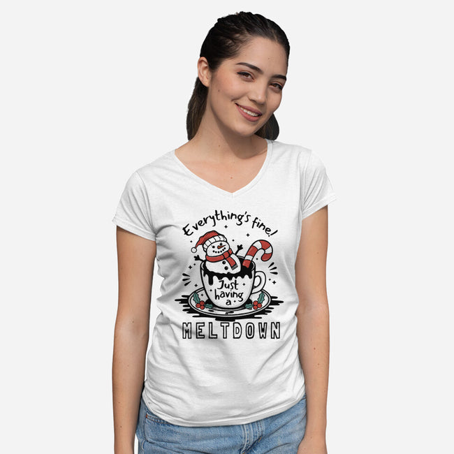 Just Having A Meltdown-Womens-V-Neck-Tee-Trendlory