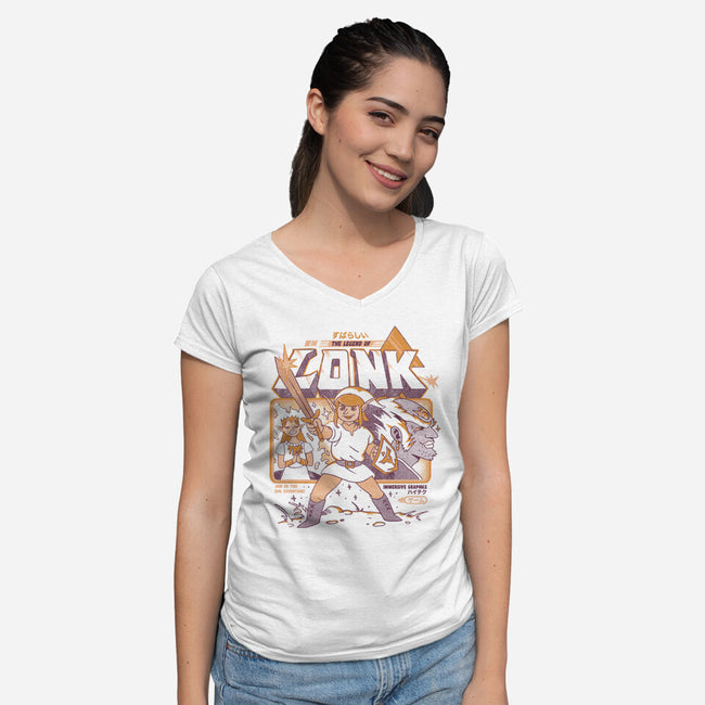 Legend Of Lonk-Womens-V-Neck-Tee-ilustrata