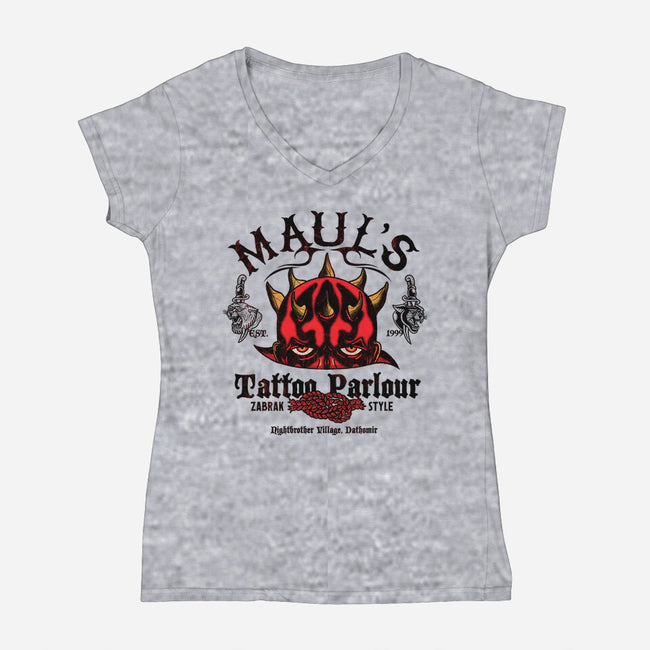 Maul's Tattoo Parlour-Womens-V-Neck-Tee-Arinesart