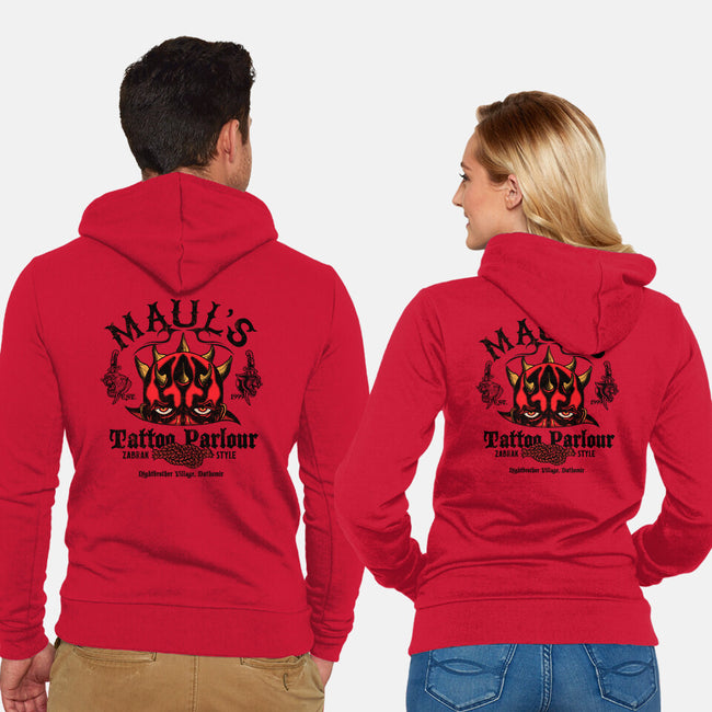 Maul's Tattoo Parlour-Unisex-Zip-Up-Sweatshirt-Arinesart