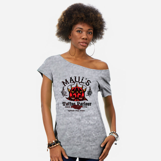 Maul's Tattoo Parlour-Womens-Off Shoulder-Tee-Arinesart