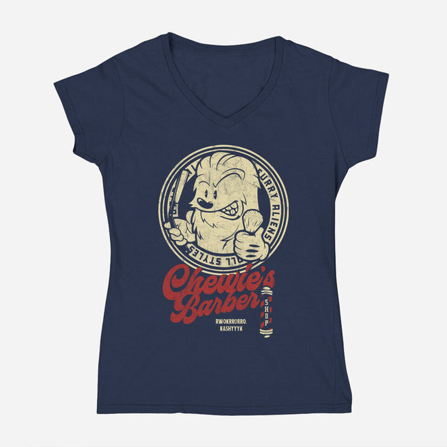 Chewie's Barber Shop-Womens-V-Neck-Tee-Arinesart