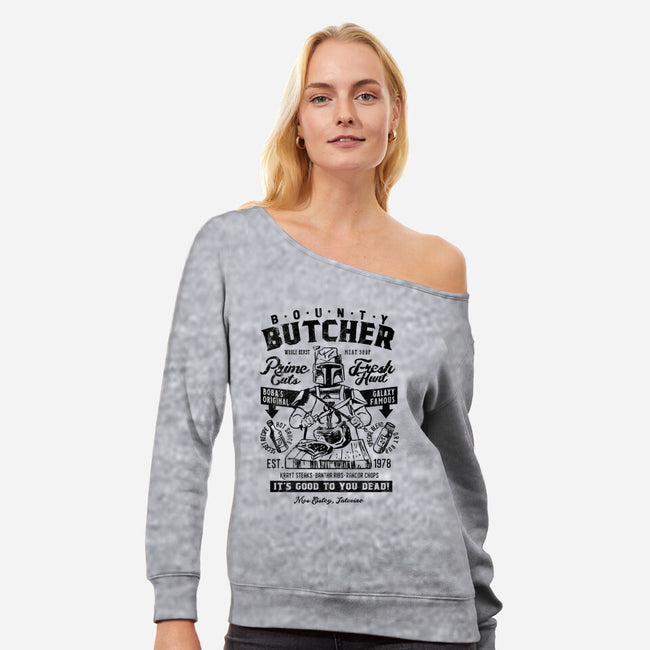 Bounty Butcher-Womens-Off Shoulder-Sweatshirt-Arinesart