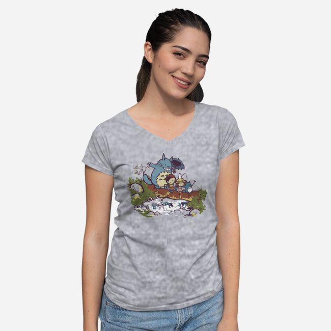 Neighbor And Friends-Womens-V-Neck-Tee-Arinesart