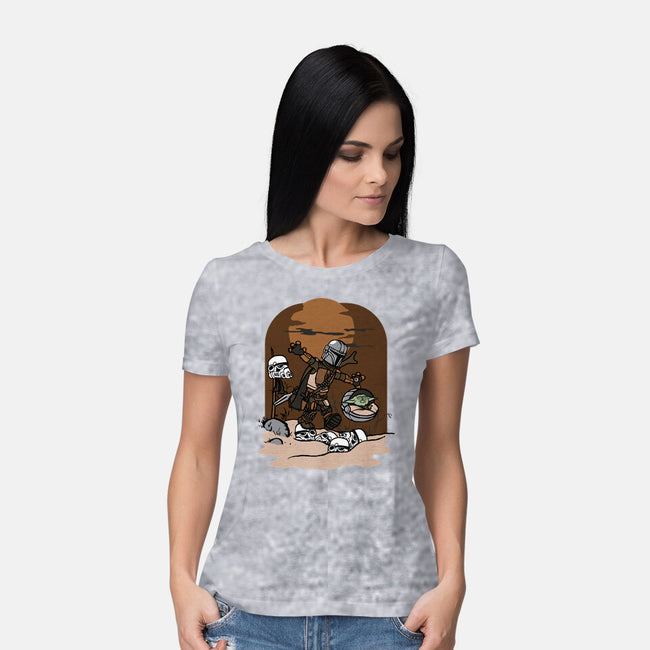 Mando And Grogu-Womens-Basic-Tee-Arinesart