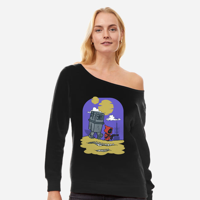 Jawa And Droid-Womens-Off Shoulder-Sweatshirt-Arinesart