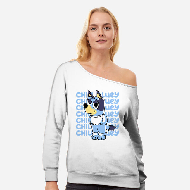 Chill Blue Heeler-Womens-Off Shoulder-Sweatshirt-estudiofitas